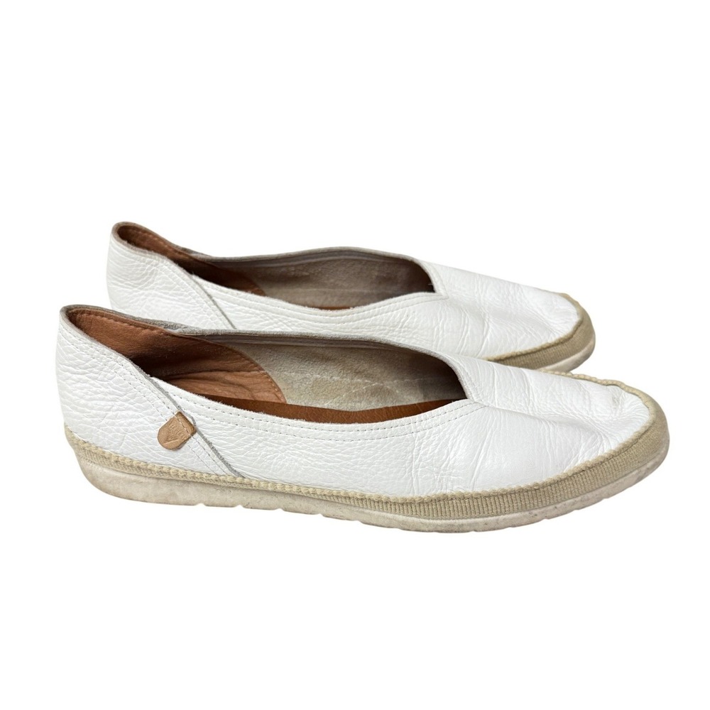 Verbenas Leather Espadrille Flats Women 40 White Casual Slip On Summer Shoes EUC